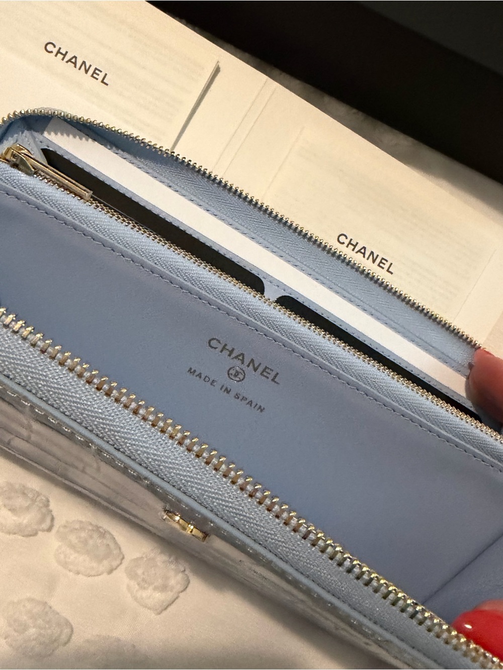 CHANEL Croc Embossed Zip Around Long Wallet Lilac Lavender Brand New with Box - Picture 6 of 15